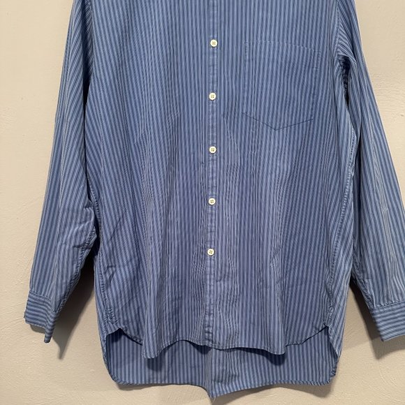 VINTAGE 90s J. Crew Men's Striped Long Sleeve Button Down in Baby Blue Size Med - Picture 3 of 16